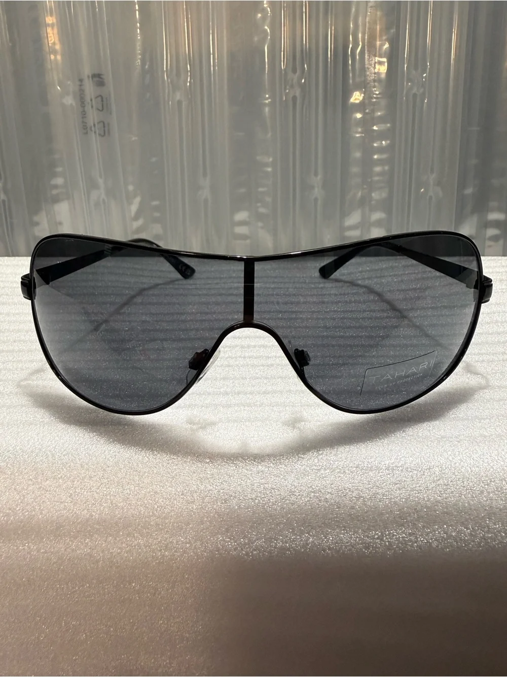 Tahari Men’s TM133 Black Shield Wraparound Sunglasses - Y2K Sport Aviator